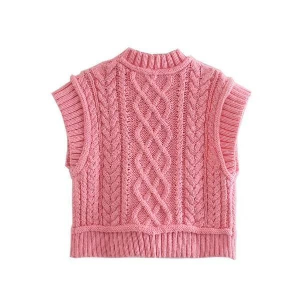 Pink Sleeveless Sweater — view 2 Pink Sleeveless Sweater — view 2