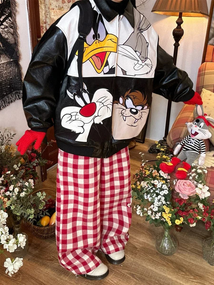 90s Style Oversized Leather Jacket — view 3 90s Style Oversized Leather Jacket — view 3