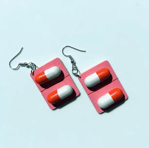 Wooden Pills Earrings — view 2 Wooden Pills Earrings — view 2