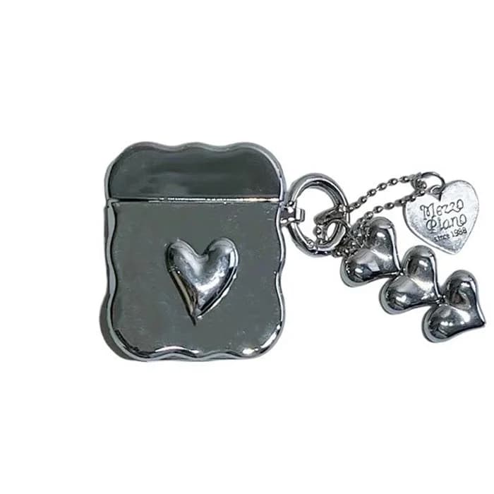 Grunge Aesthetic Metal Heart Airpods Case — view 1 Grunge Aesthetic Metal Heart Airpods Case — view 1