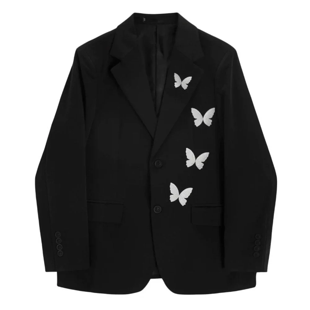 Butterfly Embroidery Black Blazer — view 1 Butterfly Embroidery Black Blazer — view 1