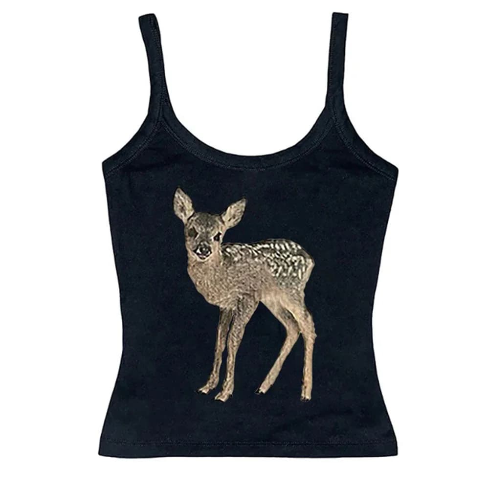 Fawn Print Y2K Tank Top — view 2 Fawn Print Y2K Tank Top — view 2