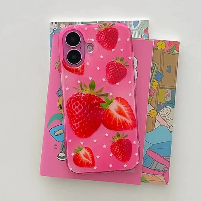 Strawberry Print Y2K iPhone Case — view 2 Strawberry Print Y2K iPhone Case — view 2