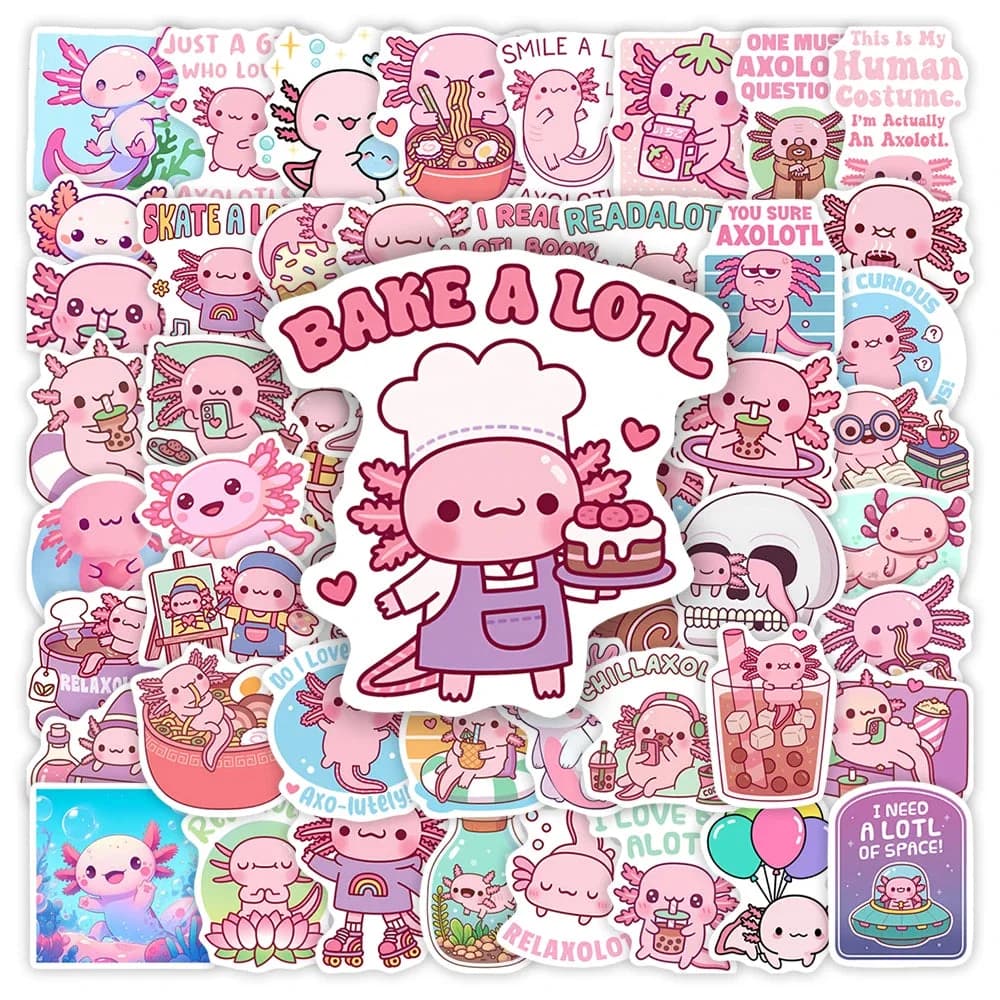 Pink Axolotl Sticker Pack — view 1 Pink Axolotl Sticker Pack — view 1