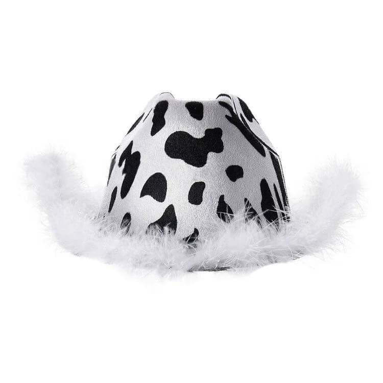 Y2K Aesthetic Cow Print Hat — view 2 Y2K Aesthetic Cow Print Hat — view 2