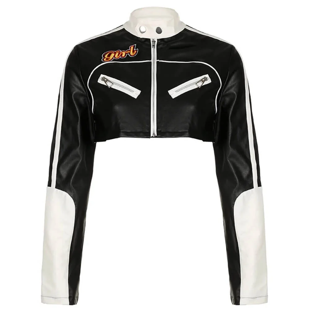 Biker Girl Leather Cropped Jacket — view 1 Biker Girl Leather Cropped Jacket — view 1