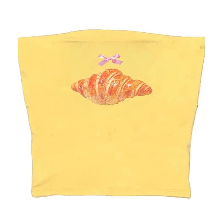 Croissant Print Tube Top — view 1 Croissant Print Tube Top — view 1