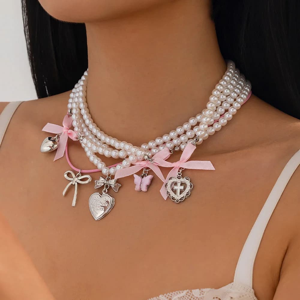 Sweet Attitude Pearl Layered Necklace Set — view 3 Sweet Attitude Pearl Layered Necklace Set — view 3