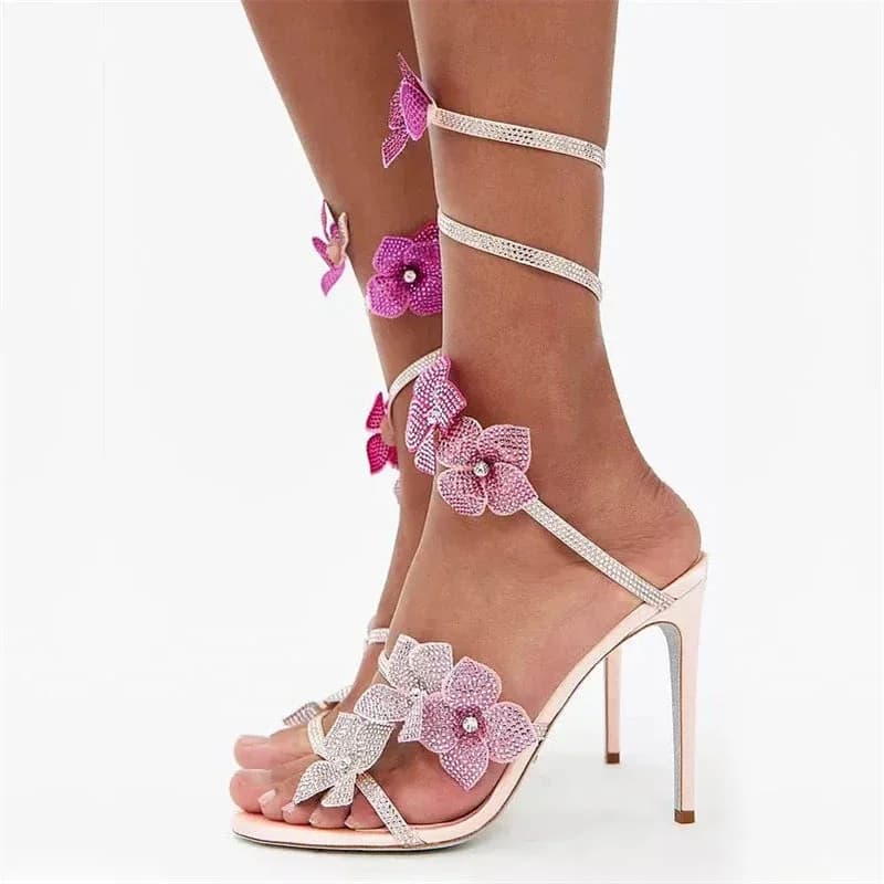 Fairycore Floral Rhinestone Heels — view 1 Fairycore Floral Rhinestone Heels — view 1
