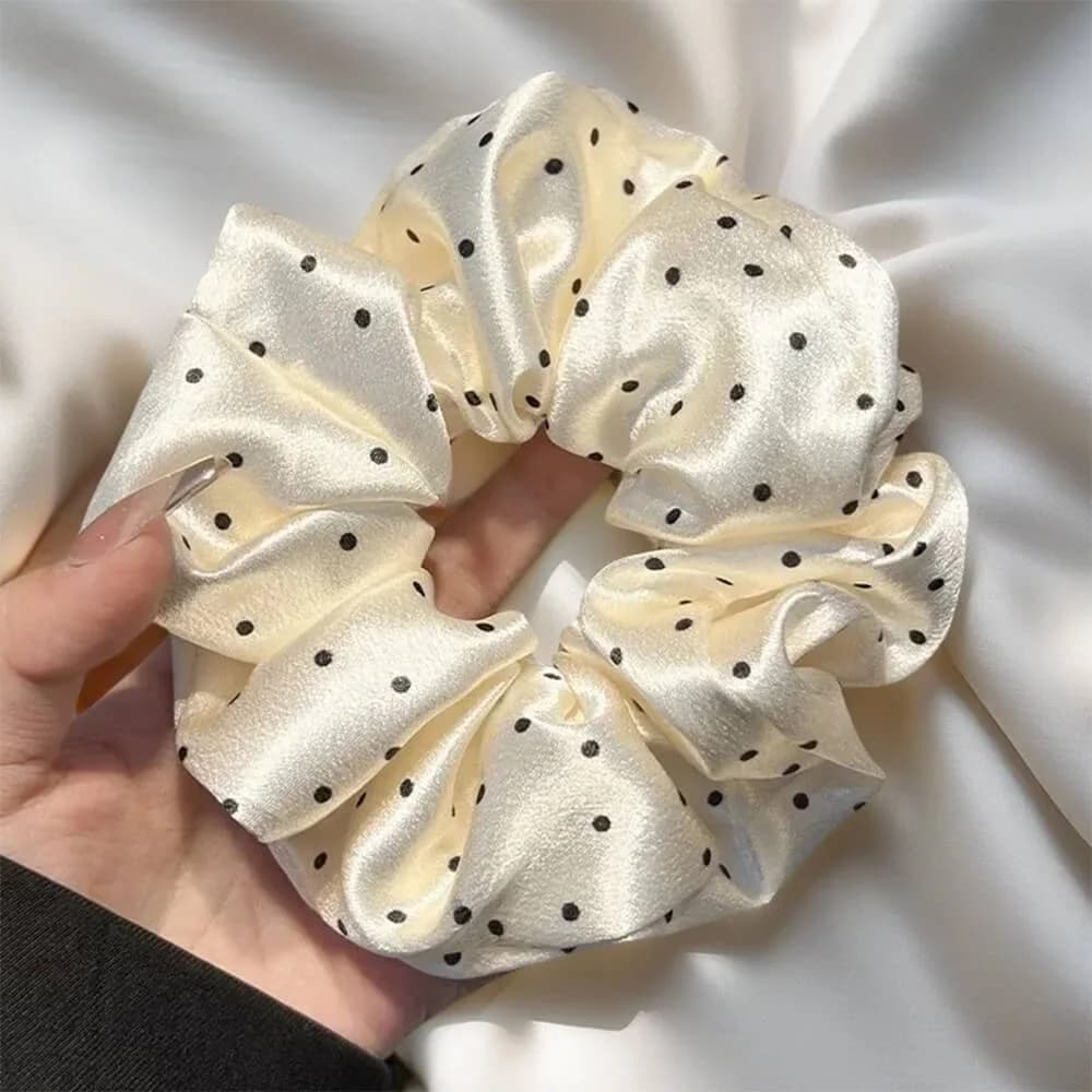 Polka Dot Satin Scrunchie — view 1 Polka Dot Satin Scrunchie — view 1