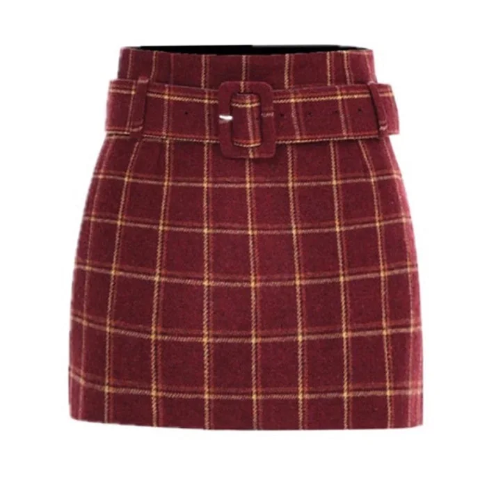 Pop Of Red Plaid Skirt — view 1 Pop Of Red Plaid Skirt — view 1