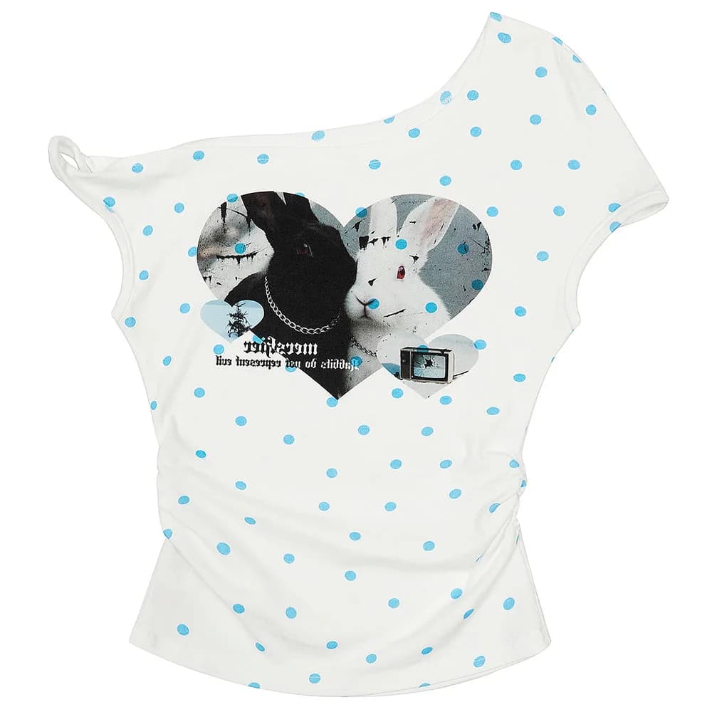 Bunny Polka Dot One-Shoulder Top — view 1 Bunny Polka Dot One-Shoulder Top — view 1