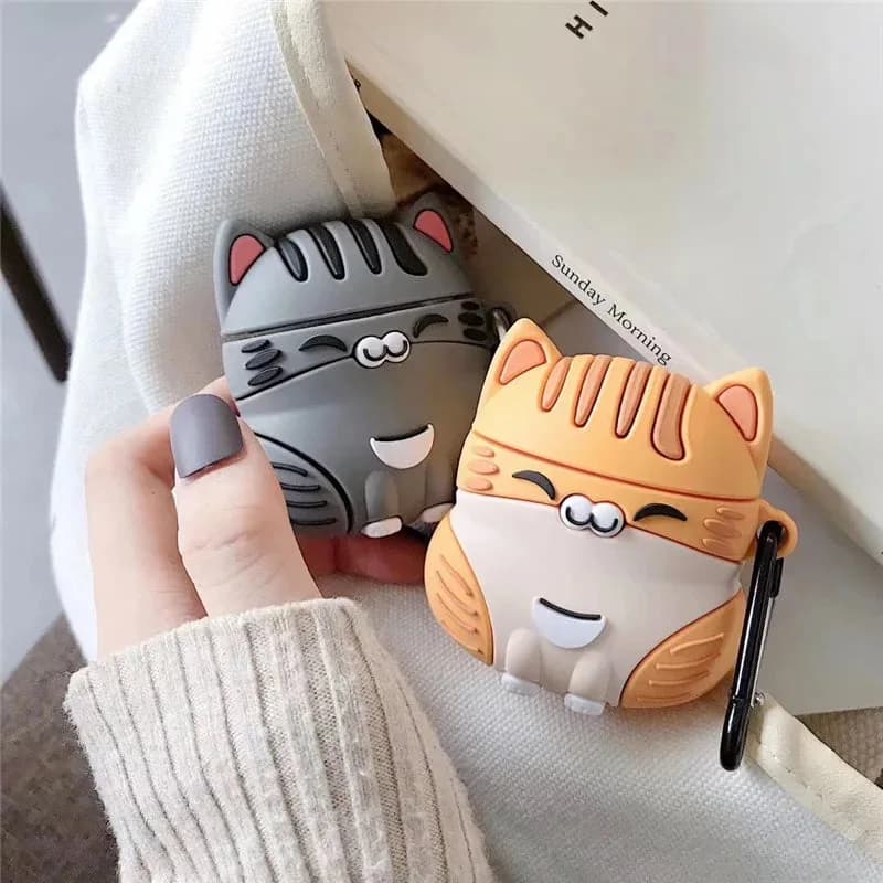 Chubby Tabby Cat Silicone AirPods Case — view 1 Chubby Tabby Cat Silicone AirPods Case — view 1