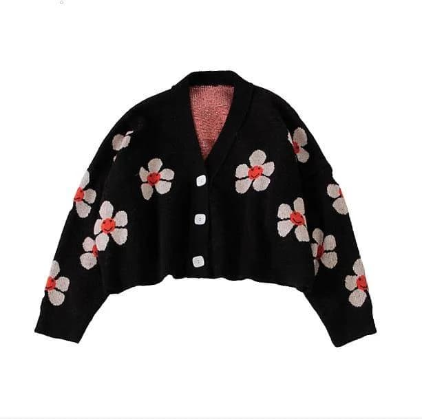 Vintage Style Floral Sweater — view 3 Vintage Style Floral Sweater — view 3