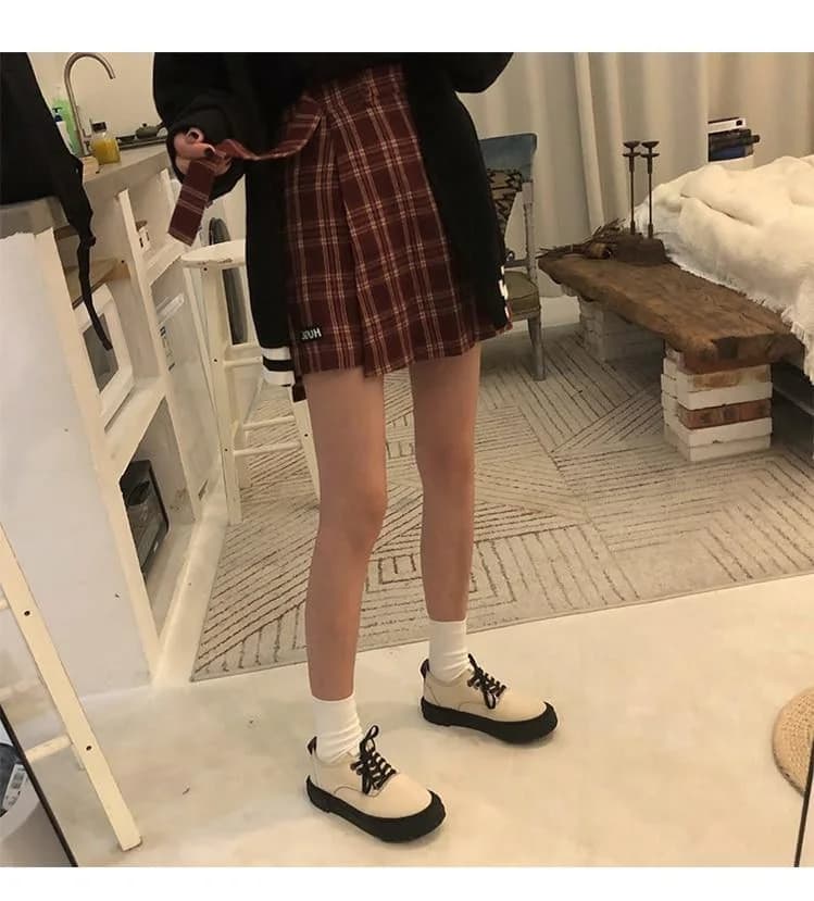 Plaid High Waist Mini Skirt — view 3 Plaid High Waist Mini Skirt — view 3