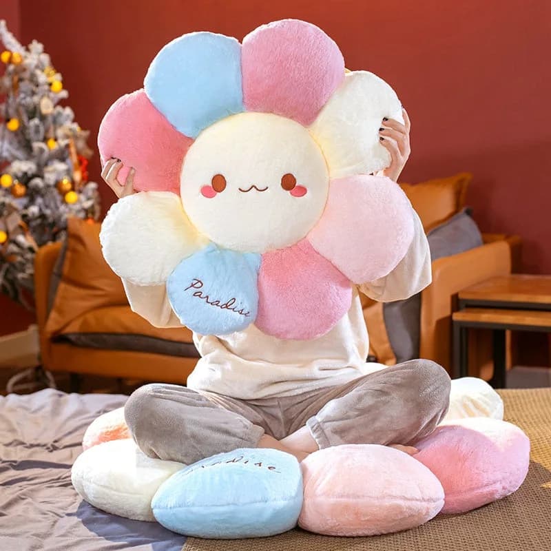 Rainbow Flower Plushie Pillow — view 1 Rainbow Flower Plushie Pillow — view 1