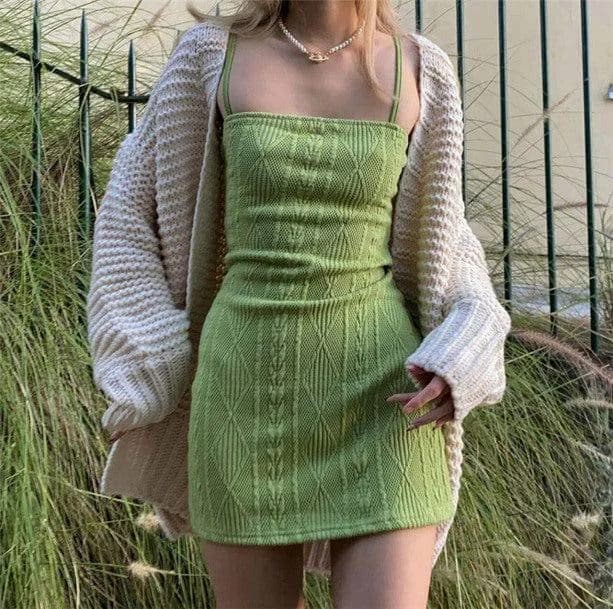 Knitted Lime Dress — view 2 Knitted Lime Dress — view 2