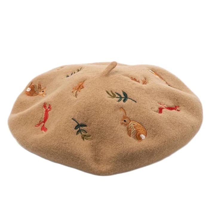 Forest Embroidered Beret — view 1 Forest Embroidered Beret — view 1