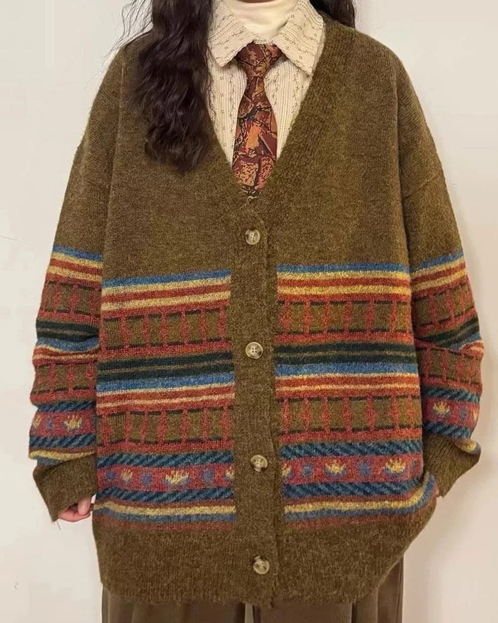 Grandpa Aesthetic Oversized Cardigan — view 2 Grandpa Aesthetic Oversized Cardigan — view 2