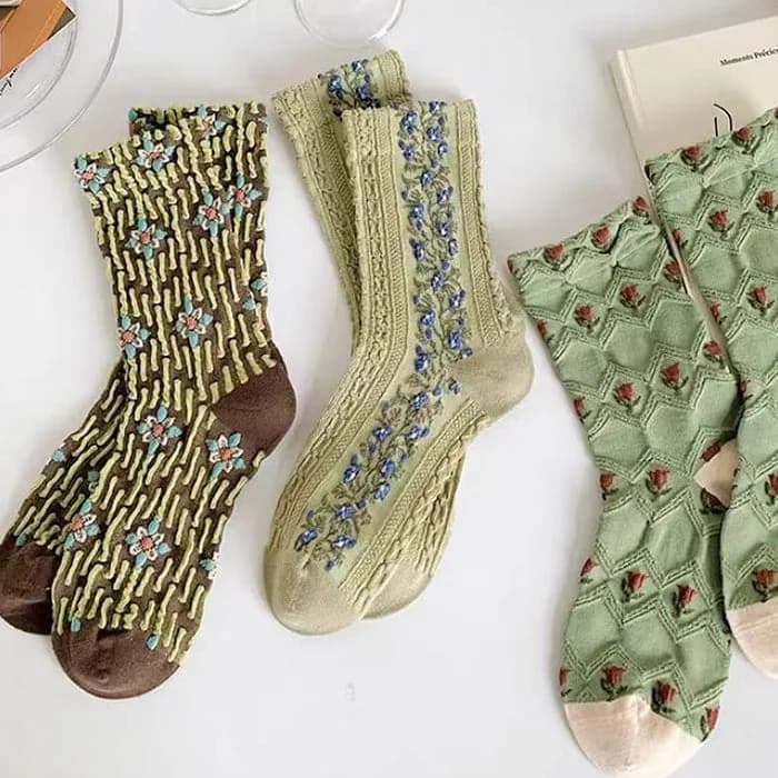Floral Embroidery Socks — view 2 Floral Embroidery Socks — view 2