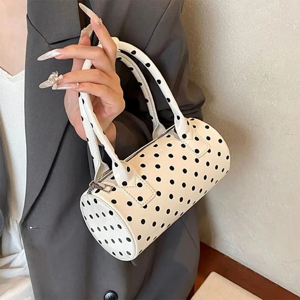 Blokette Style Polka Dot Barrel Bag — view 3 Blokette Style Polka Dot Barrel Bag — view 3