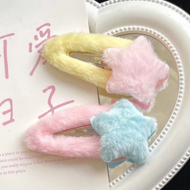 Fuzzy Star Hair Clips — view 2 Fuzzy Star Hair Clips — view 2