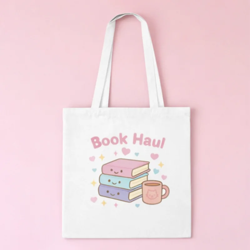 Kawaii Book Haul Tote Bag — view 1 Kawaii Book Haul Tote Bag — view 1