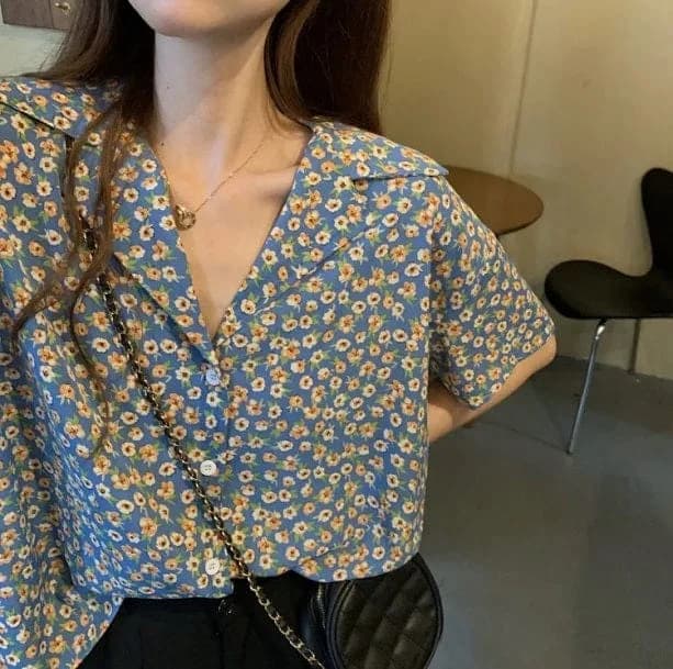 Short Sleeve Blue Summer Vibes Shirt — view 2 Short Sleeve Blue Summer Vibes Shirt — view 2