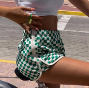 Y2K Green Checkered Shorts