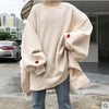"Heart on Sleeves" Oversize Winter Fleece Casual Long Sleeve Sweatshirts