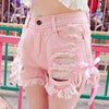 Ripped Denim Kawaii Shorts